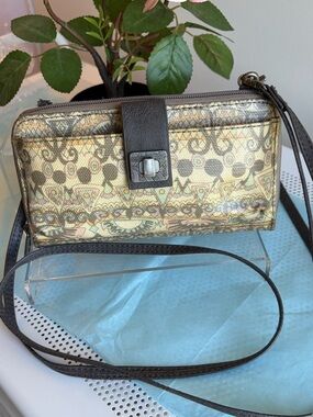 Sakroots Gold and Dark Brown Patterned Crossbody